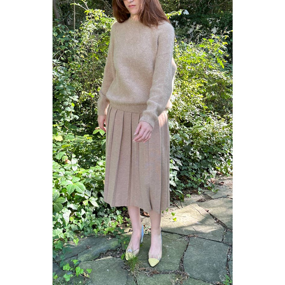 Lauren Manoogian Pleat Skirt Camel Sz 3 Large Pleated Drop Waist Wool Alpaca NWT - Picture 11 of 16